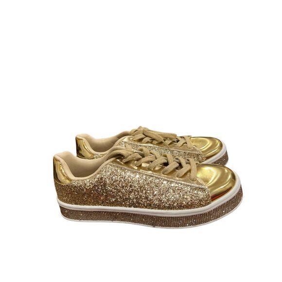 Uubaris Gold Glitter Tennis Shoes Sz.8.5 women’s - Picture 2 of 5